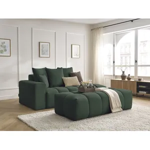 Canapé droit fixe MONT-BLANC tissu chiné avec pouf Bobochic pas cher