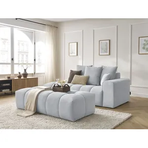 Canapé droit fixe MONT-BLANC velours avec pouf Bobochic pas cher