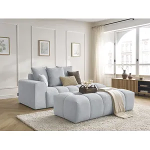 Canapé droit fixe MONT-BLANC velours avec pouf Bobochic pas cher