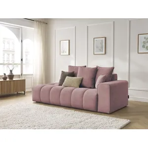 Canapé droit fixe MONT-BLANC velours Rose Accoudoir droit BOBOCHIC TU pas cher