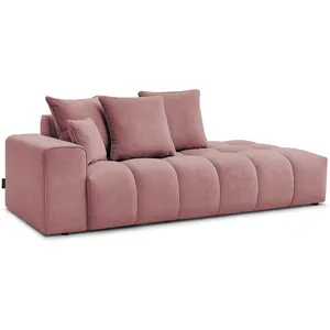 Canapé droit fixe MONT-BLANC velours Rose Accoudoir gauche BOBOCHIC TU pas cher