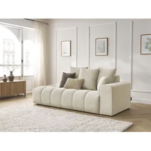Bobochic - Canapé Droit Fixe Mont-blanc Velours Accoudoir Droit Beige pas cher