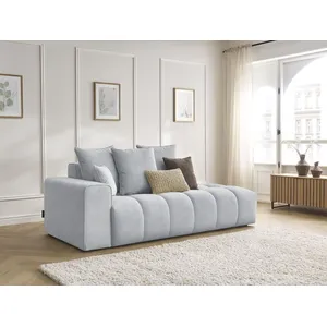 Canapé droit fixe MONT-BLANC velours Gris clair Accoudoir gauche BOBOCHIC TU pas cher