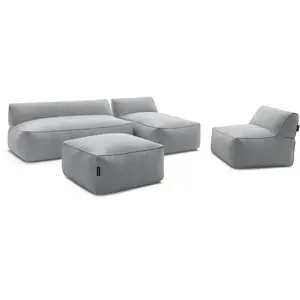 Canapé de jardin modulable RIVIERA tissu chiné avec 1 chauffeuse 1 pla...