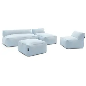 Canapé de jardin modulable RIVIERA tissu chiné avec 1 chauffeuse 1 pla...