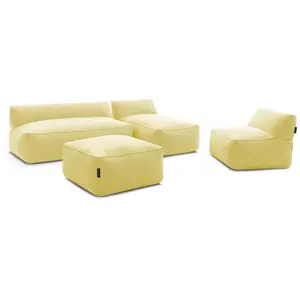 Canapé de jardin modulable RIVIERA tissu chiné avec 1 chauffeuse 1 pla...