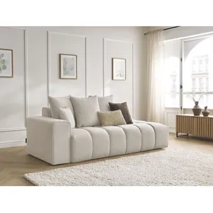Canapé droit fixe MONT-BLANC tissu chiné Beige  Accoudoir gauche BOBOCHIC TU pas cher