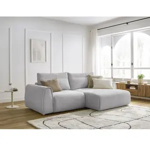 Canapé d'angle fixe compact ADEN Gris clair  Angle droit BOBOCHIC TU pas cher