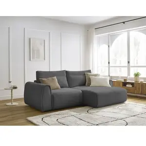 Canapé d'angle fixe compact ADEN Gris foncé Angle droit BOBOCHIC TU pas cher