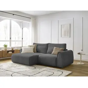 Canapé d'angle fixe compact ADEN Gris foncé Angle gauche BOBOCHIC TU pas cher