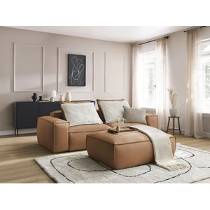 BOBOCHIC Canapé droit fixe 3 places ultra moelleux BOHEME cuir végan avec pouf ... pas cher