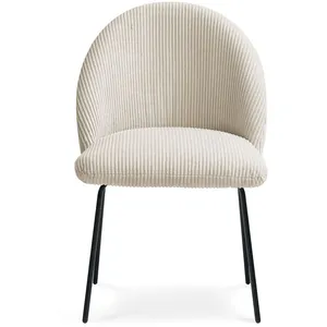 Lot de chaises LALIE tissu velours côtelé et pieds métal noir Bobochic pas cher