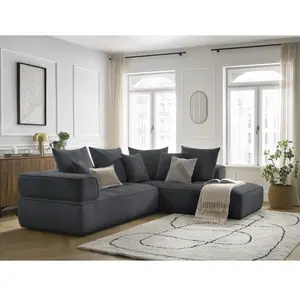 Canapé d'angle L fixe WHESLEY gris foncé angle droit BOBOCHIC 4 places pas cher