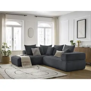 Canapé d'angle L fixe WHESLEY Gris foncé Angle gauche BOBOCHIC TU pas cher