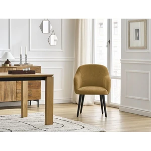 BOBOCHIC Lot de chaises SOPHIE tissu texturé et pieds scandinaves noirs jaune B... pas cher