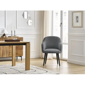 BOBOCHIC Lot de chaises SOPHIE tissu texturé et pieds scandinaves noirs gris fo... pas cher
