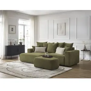 BOBOCHIC Canapé d'angle convertible coffre ATILLA tissu texturé avec p... pas cher