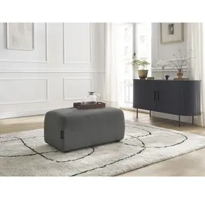 Pouf ATILLA tissu chiné Gris foncé   BOBOCHIC TUVendu parbobochic-paris