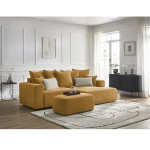 BOBOCHIC Canapé d'angle convertible coffre ATILLA tissu texturé avec p... pas cher