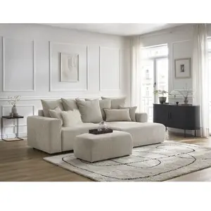 BOBOCHIC Canapé d'angle convertible coffre ATILLA tissu texturé avec p... pas cher