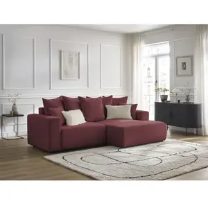 Canapé d'angle convertible coffre ATILLA tissu chiné Bobochic pas cher