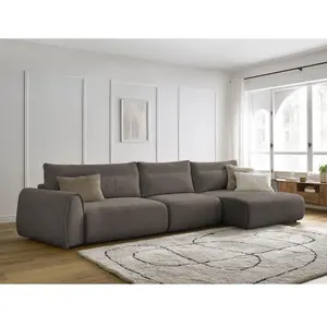 Canapé grand angle incurvé fixe ADEN Taupe Angle droit BOBOCHIC TU