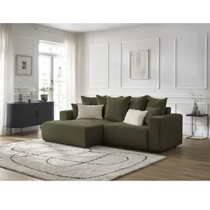 Canapé d'angle convertible coffre ATILLA tissu chiné Bobochic pas cher