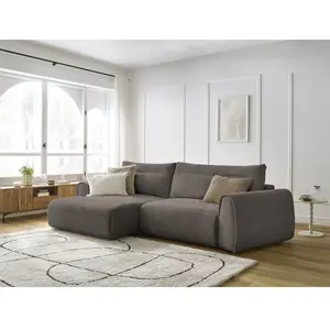 Canapé d'angle incurvé fixe ADEN taupe angle gauche BOBOCHIC 3 places pas cher
