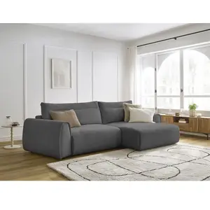 Canapé d'angle incurvé fixe ADEN Gris foncé Angle droit BOBOCHIC TU pas cher