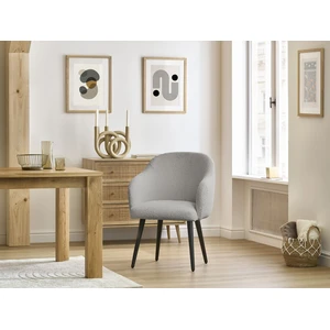 Lot de chaises SOPHIE tissu bouclette et pieds scandinaves noirs gris ...