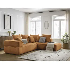 Canapé d'angle L fixe WHESLEY jaune angle droit BOBOCHIC 4 places pas cher