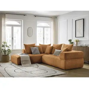 Canapé d'angle L fixe WHESLEY jaune angle gauche BOBOCHIC 4 places pas cher