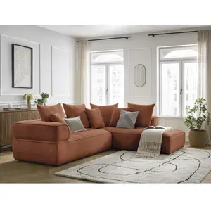 Canapé d'angle L fixe WHESLEY orange angle droit BOBOCHIC 4 places pas cher