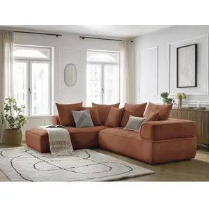 Canapé d'angle L fixe WHESLEY orange angle gauche BOBOCHIC 4 places pas cher