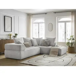 Canapé d'angle L fixe WHESLEY gris clair angle droit BOBOCHIC 4 places pas cher