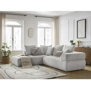 Canapé d'angle L fixe WHESLEY gris clair angle gauche BOBOCHIC 4 places pas cher