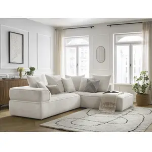 Canapé d'angle L fixe WHESLEY beige angle droit BOBOCHIC 4 places pas cher