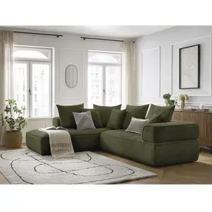 Canapé d'angle L fixe WHESLEY vert foncé angle gauche BOBOCHIC 4 places pas cher