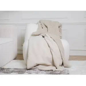 Plaid XXL 220 x 240 cm OSLO Beige   BOBOCHIC 220 x 240 cmVendu parbobochic-paris