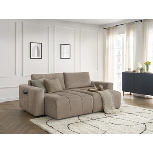 Canapé droit fixe 4 places ARSENE assise profonde velours Bobochic pas cher