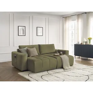 Canapé droit fixe 4 places ARSENE assise profonde velours Bobochic pas cher
