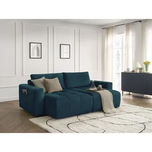 Canapé droit fixe 4 places ARSENE assise profonde velours Bobochic pas cher