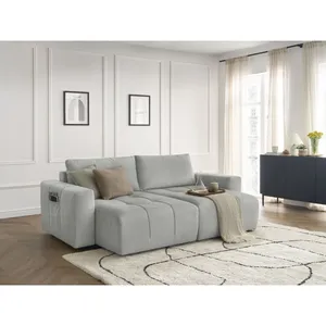 Canapé droit fixe 4 places ARSENE assise profonde velours Bobochic pas cher