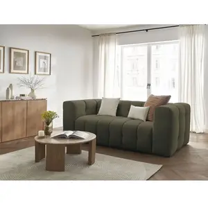 Canapé droit convertible 3 places CLOUD tissu lisse Vert BOBOCHIC TU pas cher