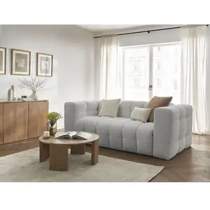 Canapé droit convertible 3 places CLOUD tissu bouclette Bobochic pas cher