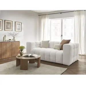 Canapé droit convertible 3 places CLOUD tissu bouclette Bobochic pas cher