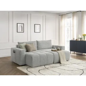Canapé droit fixe 4 places ARSENE assise profonde tissu chiné Bobochic pas cher