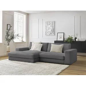 Canapé d'angle fixe compact LEONARD velours côtelé Bobochic pas cher