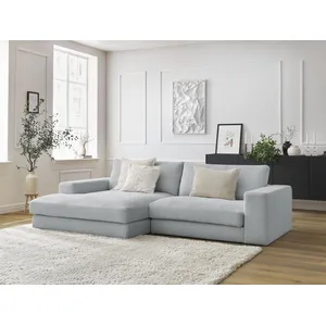 Canapé d'angle fixe compact LEONARD velours côtelé Bobochic pas cher