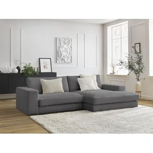 Canapé d'angle fixe compact LEONARD velours côtelé Bobochic pas cher